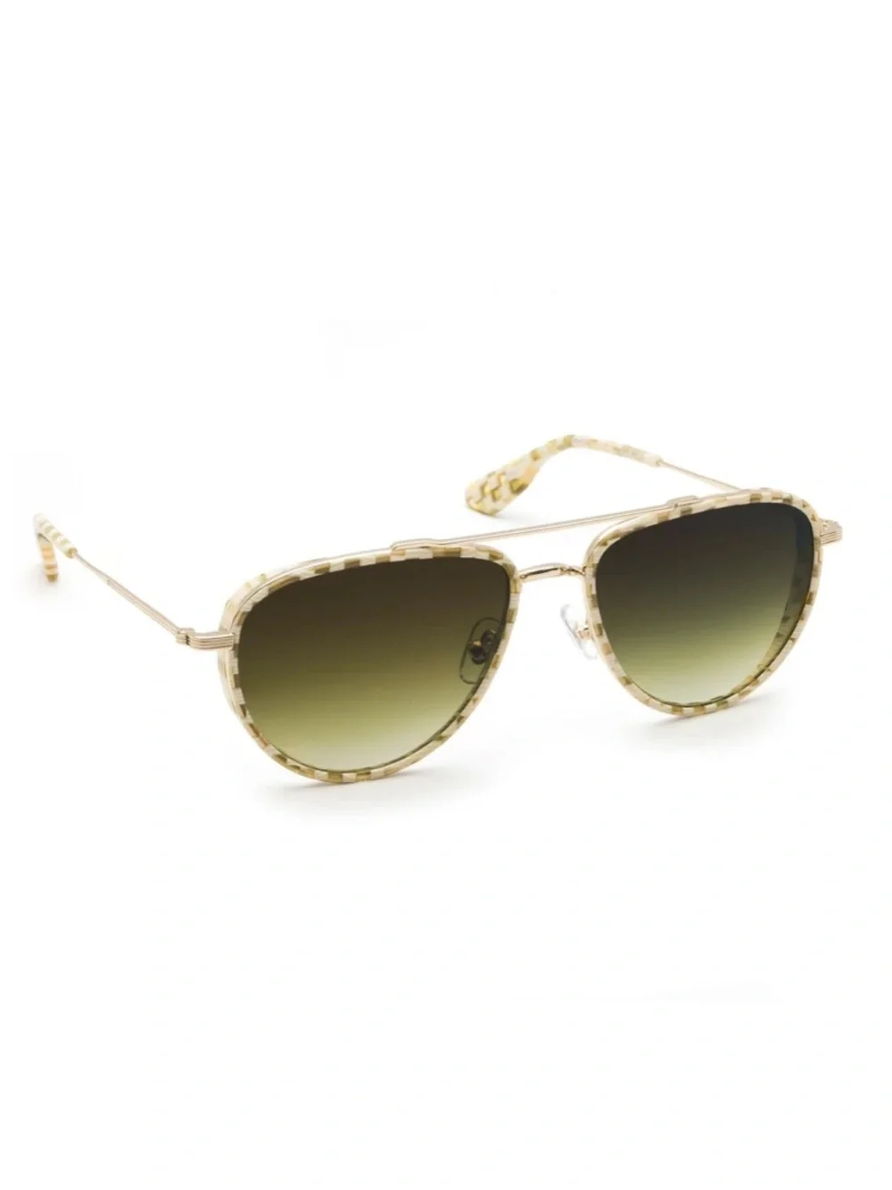 KREWE Coleman Checkered Mixed-Media Aviator Sunglasses